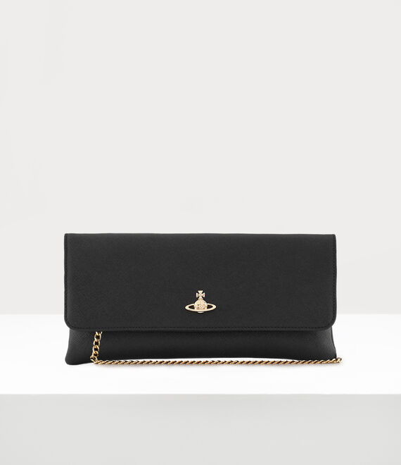 Vivienne Westwood Saffiano Clutch Bag With Flap in BLACK